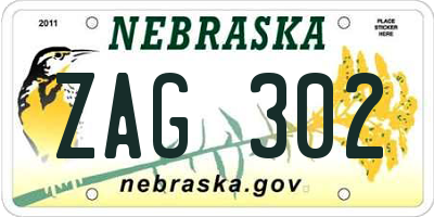 NE license plate ZAG302