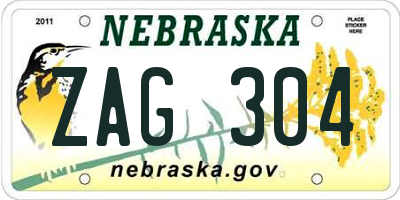 NE license plate ZAG304