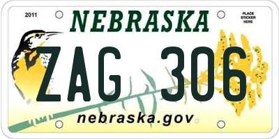 NE license plate ZAG306