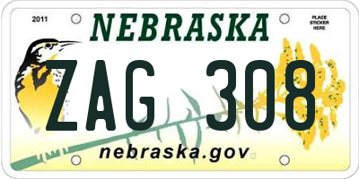 NE license plate ZAG308