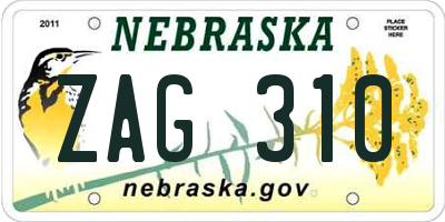 NE license plate ZAG310