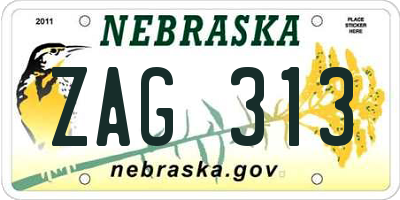 NE license plate ZAG313