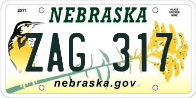 NE license plate ZAG317