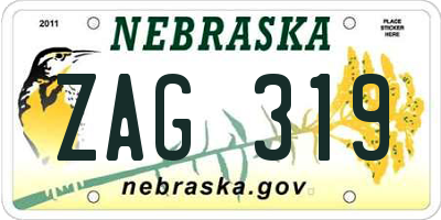 NE license plate ZAG319