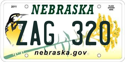 NE license plate ZAG320