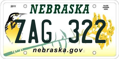 NE license plate ZAG322