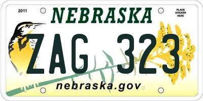 NE license plate ZAG323