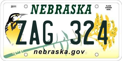 NE license plate ZAG324
