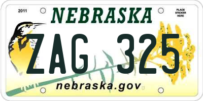 NE license plate ZAG325