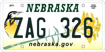 NE license plate ZAG326