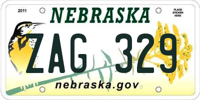 NE license plate ZAG329