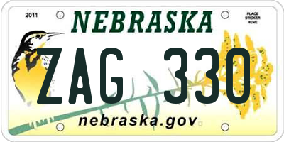 NE license plate ZAG330