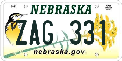 NE license plate ZAG331