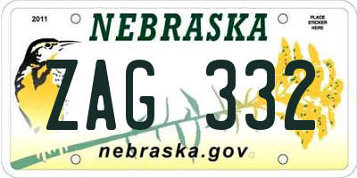 NE license plate ZAG332