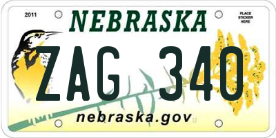 NE license plate ZAG340