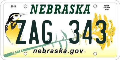 NE license plate ZAG343
