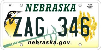 NE license plate ZAG346