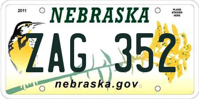 NE license plate ZAG352