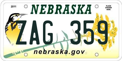 NE license plate ZAG359