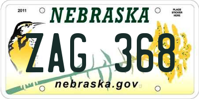 NE license plate ZAG368
