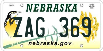 NE license plate ZAG369