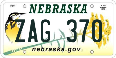 NE license plate ZAG370