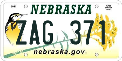 NE license plate ZAG371