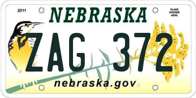 NE license plate ZAG372