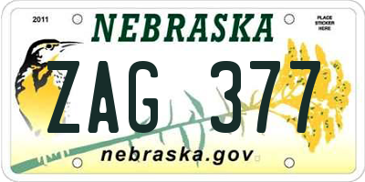 NE license plate ZAG377