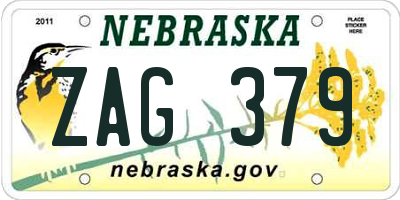 NE license plate ZAG379