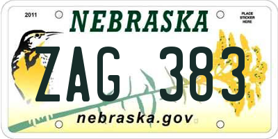 NE license plate ZAG383