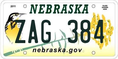 NE license plate ZAG384