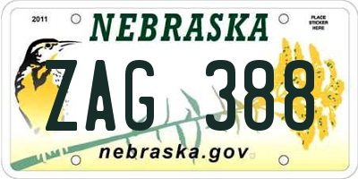 NE license plate ZAG388