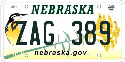 NE license plate ZAG389