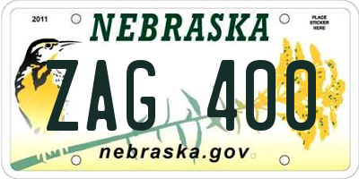 NE license plate ZAG400