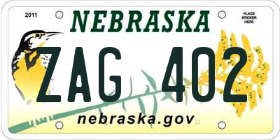 NE license plate ZAG402