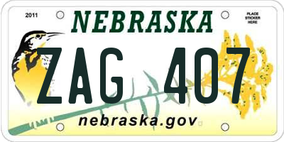 NE license plate ZAG407