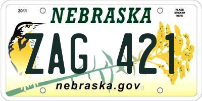 NE license plate ZAG421