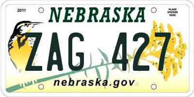 NE license plate ZAG427