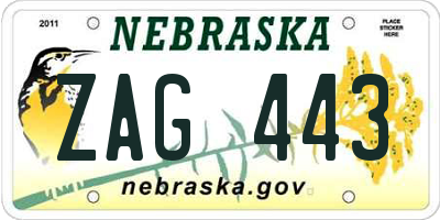 NE license plate ZAG443