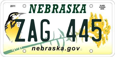 NE license plate ZAG445