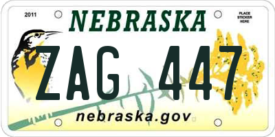 NE license plate ZAG447