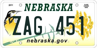 NE license plate ZAG451