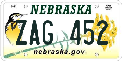 NE license plate ZAG452