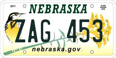 NE license plate ZAG453
