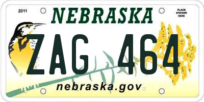 NE license plate ZAG464