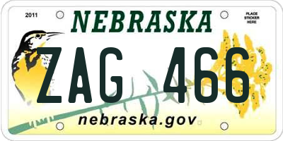 NE license plate ZAG466