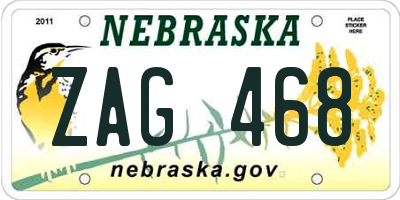NE license plate ZAG468