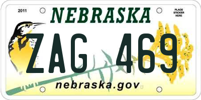 NE license plate ZAG469