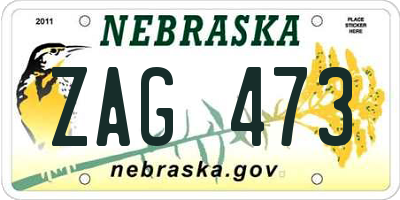 NE license plate ZAG473